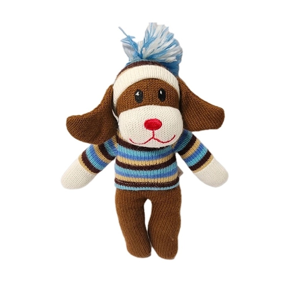Dan Dee Collector's Choice Sock Monkey Dog Plush Toy Striped Sweater Hat‎